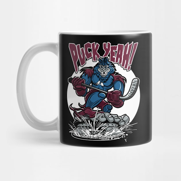 Puck Yeah Bigfoot Hockey Player Mascot by eShirtLabs